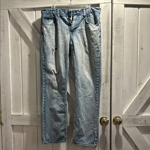 Light Blue Relaxed Jeans with Straight-Leg Style and Medium Weight Fabric